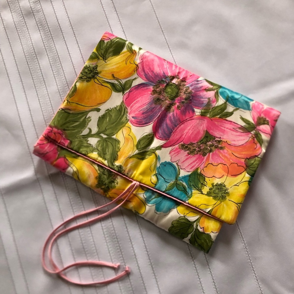 Vtg Floral Lingerie Travel Storage Bag